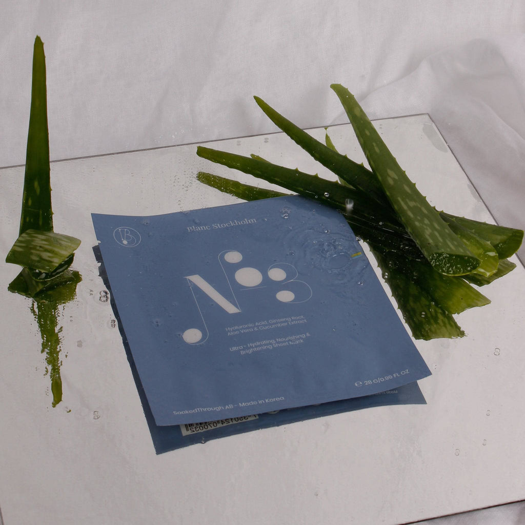 Ultra Hydrating Sheet Masks - Green Tea & Aloe Vera Extract | No.3 Hydrating & Nourishing Korean Sheet Mask | Blanc Stockholm